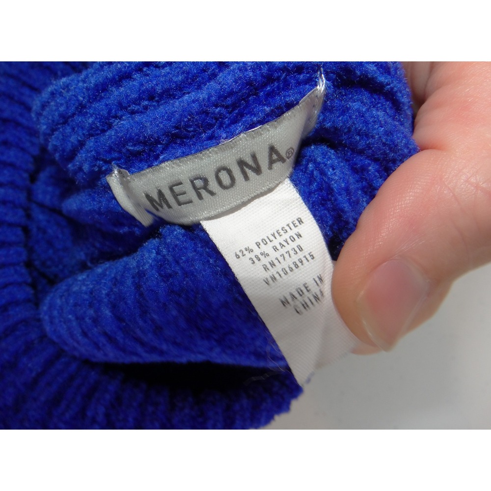 Merona Royal Blue Ribbed Knit Beret Slouchy Soft Beanie Hat One Size 3564 - Picture 7 of 7